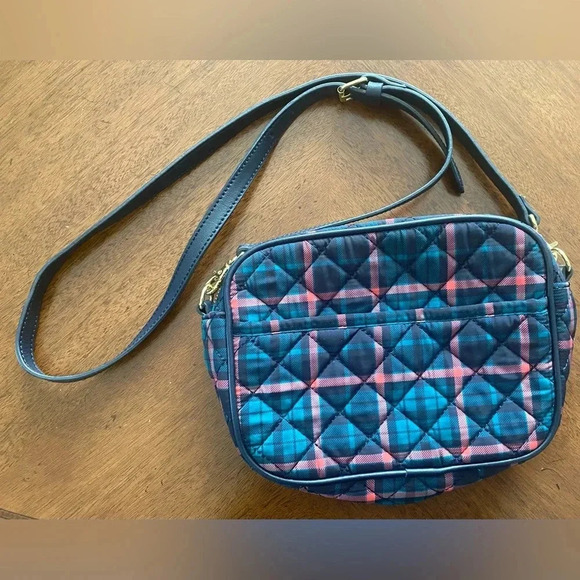 Talbots Women’s Tartan Plaid Quilted Crossbody Bag Adj Leather Strap & Trim EUC - Picture 4 of 11